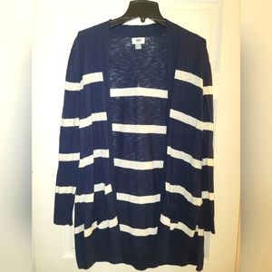 Old Navy Womens Navy & White stripped cardigan Size Medium
